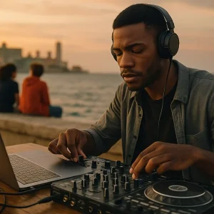 Imagen de un Dj en el Malecón para el post La habanera sigue cautivando al mundo